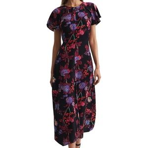 Reiss Leni Floral Cap-Sleeve Midi Dress Size 2 (UK 6) NEVER WORN, TAGS STILL ON